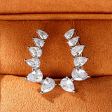 Daiiibabyyy Wings Feather Climbing Piercing Earrings for Women Silver Color Ear Clip Shiny Zircon Lobe Accessories Fashion Jewelry KCE116