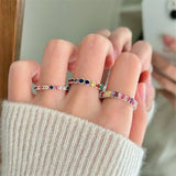 Daiiibabyyy Delicate Shinning Colorful Zirconnia Adjustable Rings For Women Korean Style Simple Fashion Jewelry Ring