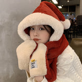 Daiiibabyyy New Cute Christmas Hat Scarf Gloves Set Winter Women Beanies Caps Warm Casual Plush Hats Casual Solid Plush Girl Kawaii Present