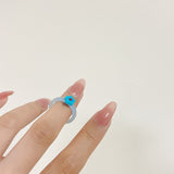 Daiiibabyyy Coloured Small Flower Resin Ring with A Mix and Match Stacking and No Colour Loss Acrylic Index Finger Ring Girls Ring