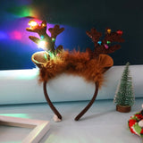 Daiiibabyyy LED Christmas Antler Headband Reindeer Light Up Headband Luminous Flush Hair Hoop Children Party Costume Cute Xmas Decoration