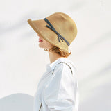 Hepburn Style Straw Hat Women Age Reduction Curly Edge Sun Hat Female Summer Beach Hat Japan Holiday Party Cap UPF50+ daiiibabyyy