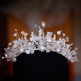 Daiiibabyyy Handmade Crystal Beads Pearl Sequins Wedding Headbands Luxury Tiaras Crown Rhinestone Pageant Prom Diadem Women Hair Accessories
