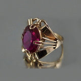 Daiiibabyyy Vintage Women Red Crystal Jewelry Charm Gold Color Wedding Rings for Women Hot Luxury Big Oval Red Zircon Stone Engagement Rings