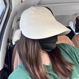 Daiiibabyyy Wide Brim Fisherman Sun Hat Portable Foldable Beach Hats for Women Summer Quick-drying Visors Adjustable Drawstring Cap Gorras