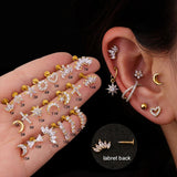 Daiiibabyyy Dainty Piercing Ear Cartilage Earrings for Women 1PC Stainless Steel Screw Back Stud Earing Helix Flat Tragus Conch Body Jewelry