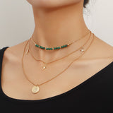 Daiiibabyyy Multi-layer Pendant Necklace Jewelry New Multi-layer Pendant Necklace Female Jumper Chain Personality Tide Cool Hundred