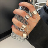 Hiphop Punk Silver Color Long Tassel Chain Rings for Women Men Fashion Metal Adjustable Open Finger Rings Set Gift Jewelry daiiibabyyy