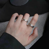 Daiiibabyyy Vintage Simple Trend Punk Hip Hop Roman Numerals Stainless Steel Rings Men Women Couple Adjustable Opening Rings Jewelry Gift