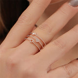 Daiiibabyyy Heart  Rhinestone Rings for Women Lovely Adjustable Inlaid Zircon Ring Shiny Crystal Cubic Zirconia Geometric Fine Jewelry