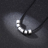 Daiiibabyyy Men Free Custom Names Beads Necklaces with Black Rope Chain Collar,Stainless Steel Beaded Charms Boyfriend BFF Guys Gift Jewelry
