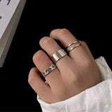 Hiphop Punk Silver Color Long Tassel Chain Rings for Women Men Fashion Metal Adjustable Open Finger Rings Set Gift Jewelry daiiibabyyy
