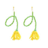 Korean Hand Woven Glass Rice Beads Flower Tassel Earrings Women's Cute Glamour Dangle Earrings Party Jewelry Accessories daiiibabyyy