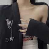 Korean Style Metal Smile Brooch For Women Men Suit Decoration Tassel 2 Layers Chain Metal Beads Pin Cloth Jewelry Accessories 20 daiiibabyyy