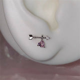 Daiiibabyyy Exquisite Zircon Heart Pink Crystal Stud Earrings For Women Korean Simple Fashion Earrings Aesthetic Jewelry Wedding Accessories