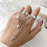 Hiphop Punk Silver Color Long Tassel Chain Rings for Women Men Fashion Metal Adjustable Open Finger Rings Set Gift Jewelry daiiibabyyy