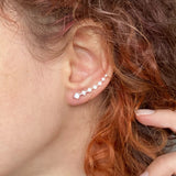 Daiiibabyyy Long Dipper Ear Hook Clip Climbing Earring for Women Shiny Zirconia Rose Gold Color Ear Cuff Earing Gift Fashion Jewelry E527