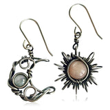Daiiibabyyy Fashion Bohemia Sun And Moon Earrings Silver Color Round Crystal Drop Earrings Women Female Boho Jewelry Gift For Her