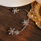 Daiiibabyyy Fashion Snowflake Ear Clip Ear Cuff for Women Girls Trendy Butterfly Clip Earrings Without Piercing Party Wedding Jewelry Gift