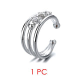 Daiiibabyyy Shiny Crystal Ear Cuff Earring For Women Chic Simple Zirconia Gold Color Fake Piercing Cuban Link Chain Cartilage Earing Jewelry