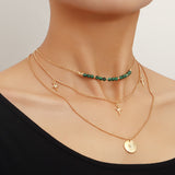 Daiiibabyyy Multi-layer Pendant Necklace Jewelry New Multi-layer Pendant Necklace Female Jumper Chain Personality Tide Cool Hundred