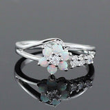 Daiiibabyyy  Elegant Round Flower Rings for Women Classic Silver Color Metal Inlaid White Zircon Crystal Engagement Ring Jewelry daiiibabyyy