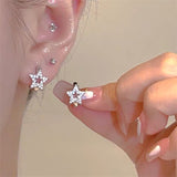 Daiiibabyyy Korean Fashion Crystal Star Hoop Earrings Punk Aesthetic DIY Mini Cute Earrings for Women Y2K Accessory Egirl Jewellery 2000s