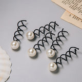 Daiiibabyyy 2pcs Women Simulated Pearl Hairpins Spiral Spin Clip Metal Barrette Wedding Bridal Tiara Hair Accessories Hairstyle Design Tools