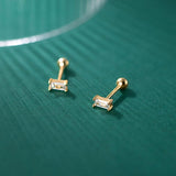 Daiiibabyyy Simple Crystal Stud Earrings for Women Squares Ear Piercing Cartilage Lobe Rook Tragus Helix Flat Body Jewelry for Girls KAE337