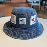 Daiiibabyyy Cowboy Denim Cotton Fisherman Hat Women Spring Summer Japanese Retro Sunscreen Basin Hat Plain Bucket Hat Tide