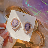 Daiiibabyyy Unique Design Purple Flowers Butterfly Drop Earrings for Women Sweet Fairy Mystery Shiny Crystal Resin Yarn Earring Jewelry