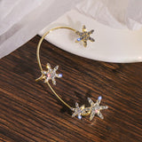 Daiiibabyyy Fashion Snowflake Ear Clip Ear Cuff for Women Girls Trendy Butterfly Clip Earrings Without Piercing Party Wedding Jewelry Gift
