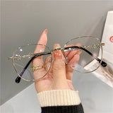 Vintage New Oval Metal Frame Glasses Women Fashion Optical Myopia Blocking Eyewear Popular Reading Anti-blue Light Eyeglasses daiiibabyyy