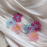 Spring and Summer New Earrings Female Beaded Flower Ear Hooks Exaggerated Temperament Ear Jewelry daiiibabyyy