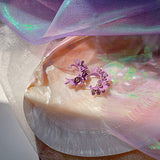 Daiiibabyyy Unique Design Purple Flowers Butterfly Drop Earrings for Women Sweet Fairy Mystery Shiny Crystal Resin Yarn Earring Jewelry