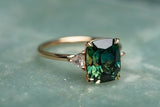 Elegant Square Emerald Ring for Women Fashion Gold Color Inlaid Green Zircon Wedding Rings Bridal Engagement Jewelry daiiibabyyy
