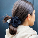 Daiiibabyyy Vintage Camellia Hair Claw Chiffon Fabric Artificial Flower Headwear for Women Spring Summer Fashion Hair Accessories Decoration