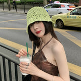 2022 Summer Fashion Straw Fisherman Hat Casual Japanese Bell-shaped Hats Women Crochet Outdoor Foldable Beach Cap Zomer Gorras daiiibabyyy