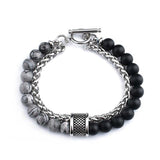 Daiiibabyyy Frosted Natural Stone Tiger Eye Man Bracelet Adjustable Bracelets on Hand Stainless Steel Jewelry Men Gift Free Shipping