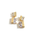 Daiiibabyyy Korean New Design Double Square Earrings Luxury Transparent Geometric Glass Crystal Earrings for Women Fashion Jewelry