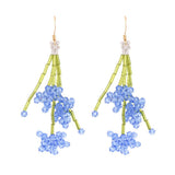 Korean Hand Woven Glass Rice Beads Flower Tassel Earrings Women's Cute Glamour Dangle Earrings Party Jewelry Accessories daiiibabyyy