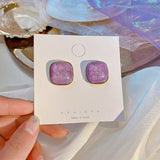 Daiiibabyyy Unique Design Purple Flowers Butterfly Drop Earrings for Women Sweet Fairy Mystery Shiny Crystal Resin Yarn Earring Jewelry