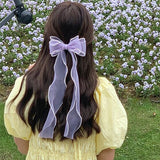 Daiiibabyyy New Organza Pearls Long Ribbon Barrette Bow Hair Clip Fashion Korea Girls Sweet Hairpin For Woman Headwear Hair Accessories