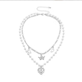 Daiiibabyyy Multi-layer Pendant Necklace Jewelry New Multi-layer Pendant Necklace Female Jumper Chain Personality Tide Cool Hundred