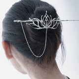 Silver Hollow Lotus Tassel Hairpin Niche Liquid Metal Chinese Style Hairpin Fairy Cool Dark National Style Hair Clasp New daiiibabyyy