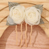 Daiiibabyyy New Net Yarn Flower Leaf Bridal Hair Comb for Girls Hairpin Beige Hair Ornaments Jewelry Wedding Hair Accessories Free Shipping