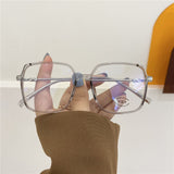 Daiiibabyyy Fashion Unisex Square Plain Glasses for Men Women Metal Frame Glasses for Party Eyeglasses Gentle Exaggeration Frame