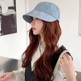 Daiiibabyyy Wide Brim Fisherman Sun Hat Portable Foldable Beach Hats for Women Summer Quick-drying Visors Adjustable Drawstring Cap Gorras