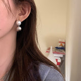 Daiiibabyyy Fashion Pearl Metallic Ball Earrings For Women 2023 New Simple Trendy Jewelry Earings Wholesale