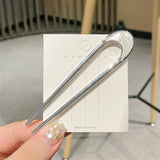 Daiiibabyyy Fashion Hair Accessories Metal U Shape Hair Stick for Women Silver Gold Color Elegant Shell Enamel Hairpin Female Headwear New